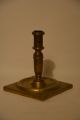 Antique Spanish Rare 17th Century Square Base Brass Candlestick Metalware photo 2