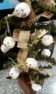 Prim Country Christmas Folkart Wood Prim Feather Style Tree W/ Snowman Ornaments Primitives photo 1