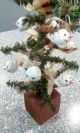 Prim Country Christmas Folkart Wood Prim Feather Style Tree W/ Snowman Ornaments Primitives photo 2