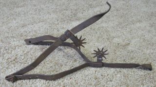 Antique Metal Cow Neck Fence Yoke W/spurs - Cowboy Western Barbed Wire photo