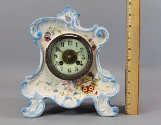 Antique 19thc Victorian Painted French Marte Porcelain Mantel Clock,  Nr photo