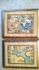 Vtg Italian Florentine Toleware Gold Wood Wall Plaque Old World Maps Toleware photo 1