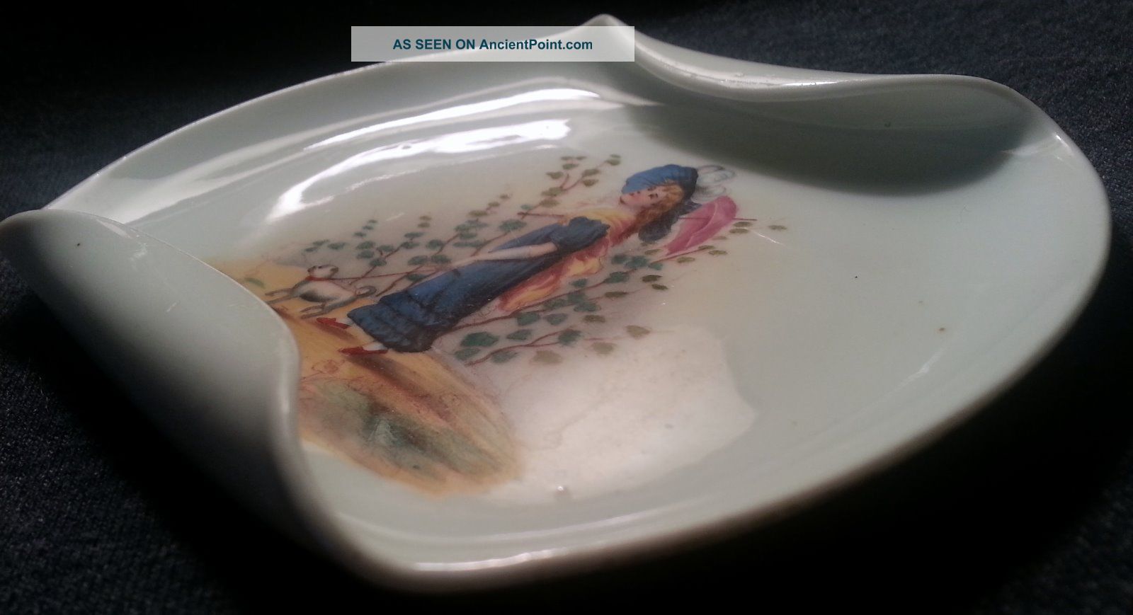 Victorian/edwardian Porcelain Calling Card Plate Holder/kate Greenaway Child Plates & Chargers photo