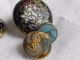Antique Vintage French Assortment Of Cloisonne Champleve Enamel 6 Sewing Buttons Buttons photo 4