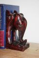 Hand Carved Wooden Elephant Bookends - Vintage Mid Century African Tribal Folk Sculptures & Statues photo 2