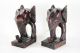 Hand Carved Wooden Elephant Bookends - Vintage Mid Century African Tribal Folk Sculptures & Statues photo 4