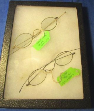 Antique Vintage Civil War Era 2 Eyeglasses Glasses 1861 - 95 Estate Find photo