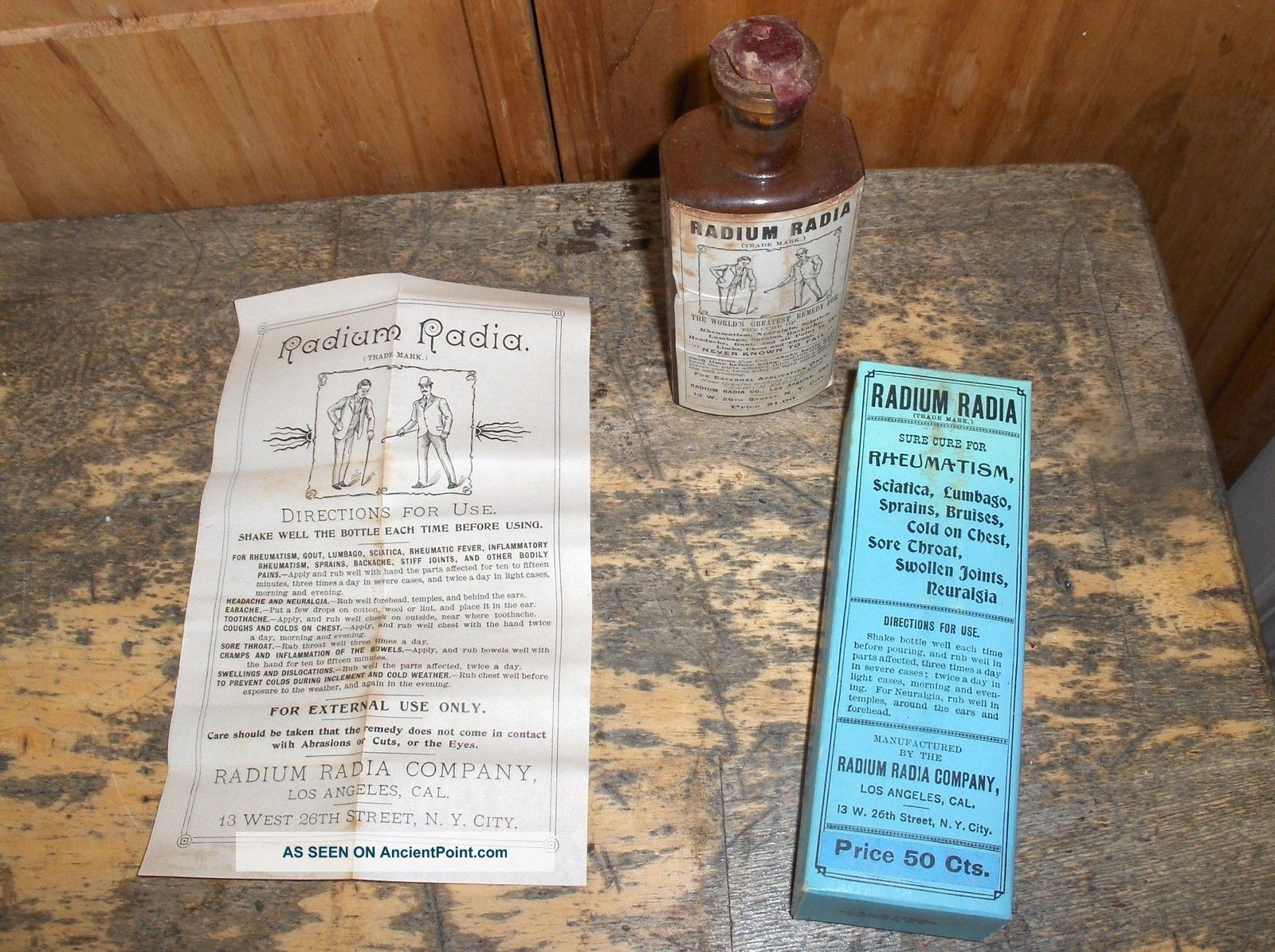 Nos Radium Radia Cure - Contents W/outer Box,  Flyer,  Broadside Quack Medicine photo