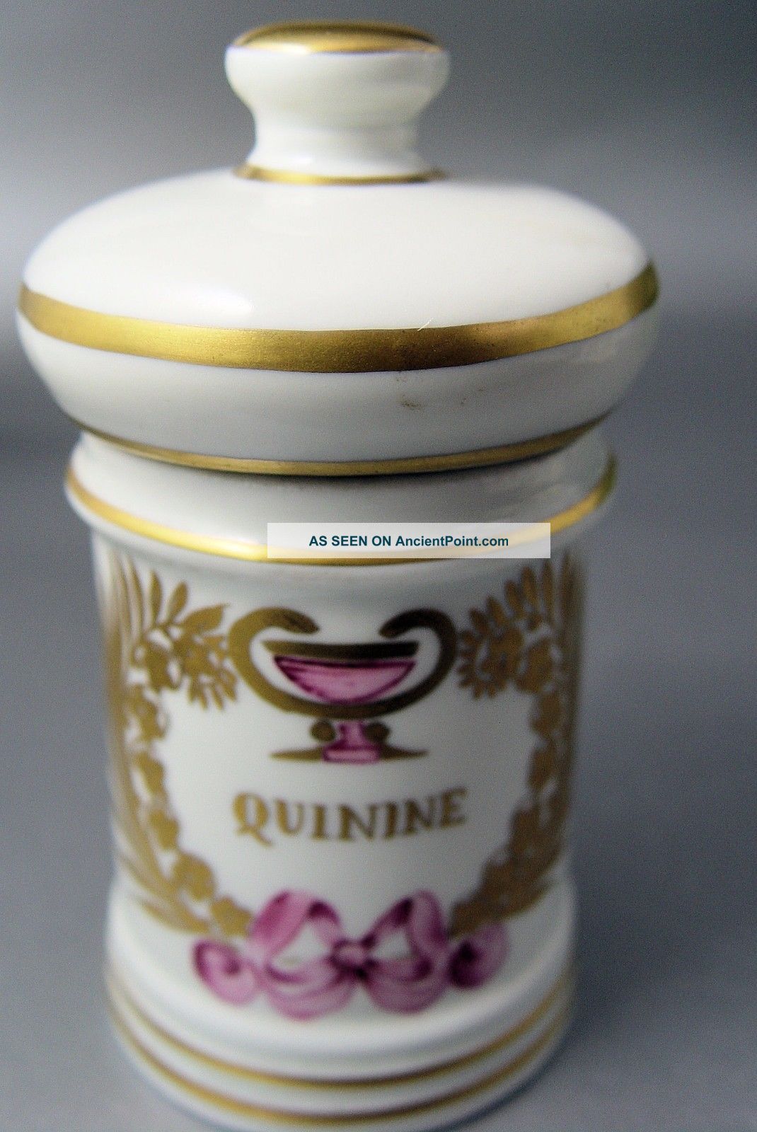 Old Paris Porcelain French Apothecary Jar Quinine Pharmaceutical Bottle Bottles & Jars photo