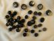 36 Vintage Buttons - 31 Are Black Glass & 5 Black Plastic W/ Rhinestone Centers Buttons photo 2
