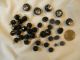 36 Vintage Buttons - 31 Are Black Glass & 5 Black Plastic W/ Rhinestone Centers Buttons photo 3