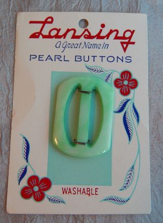 Antique Vintage Green Pearl Button Buckle Card Circa 1920 ' S 211y photo
