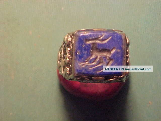 Offer Near Eastern Hand Crafted Intaglio Ring (ibex) Lapis Stone Near Eastern photo