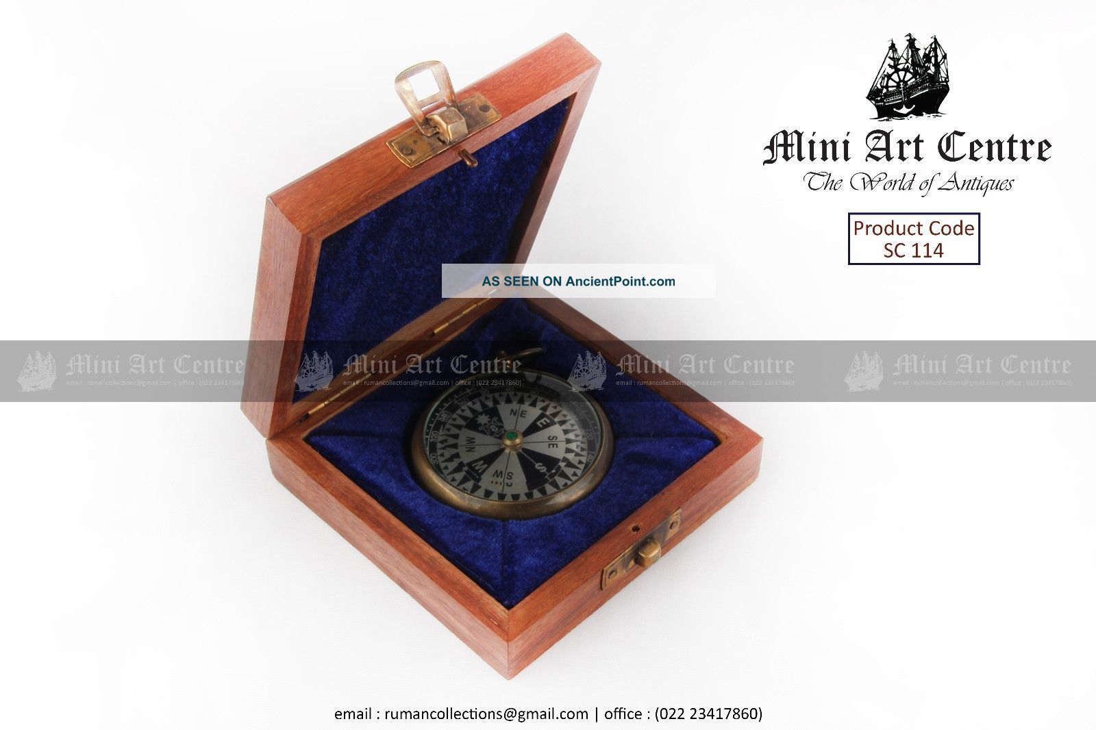 Hand Crafted Maritime Antique Floating Dial Compass W Box.  Sc 0 Compasses photo