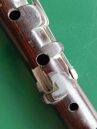 Antique American Philadelphia Wooden Flute,  Pre - Civil War Americana,  Silver Keys photo