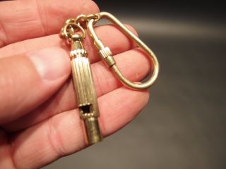 Vintage Antique Style,  Brass Loud Bosun Key Chain Safety Whistle photo
