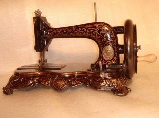 1860 Antique Frister & Rossmann Crank Sewing Machine Figural Iron Casting Base photo
