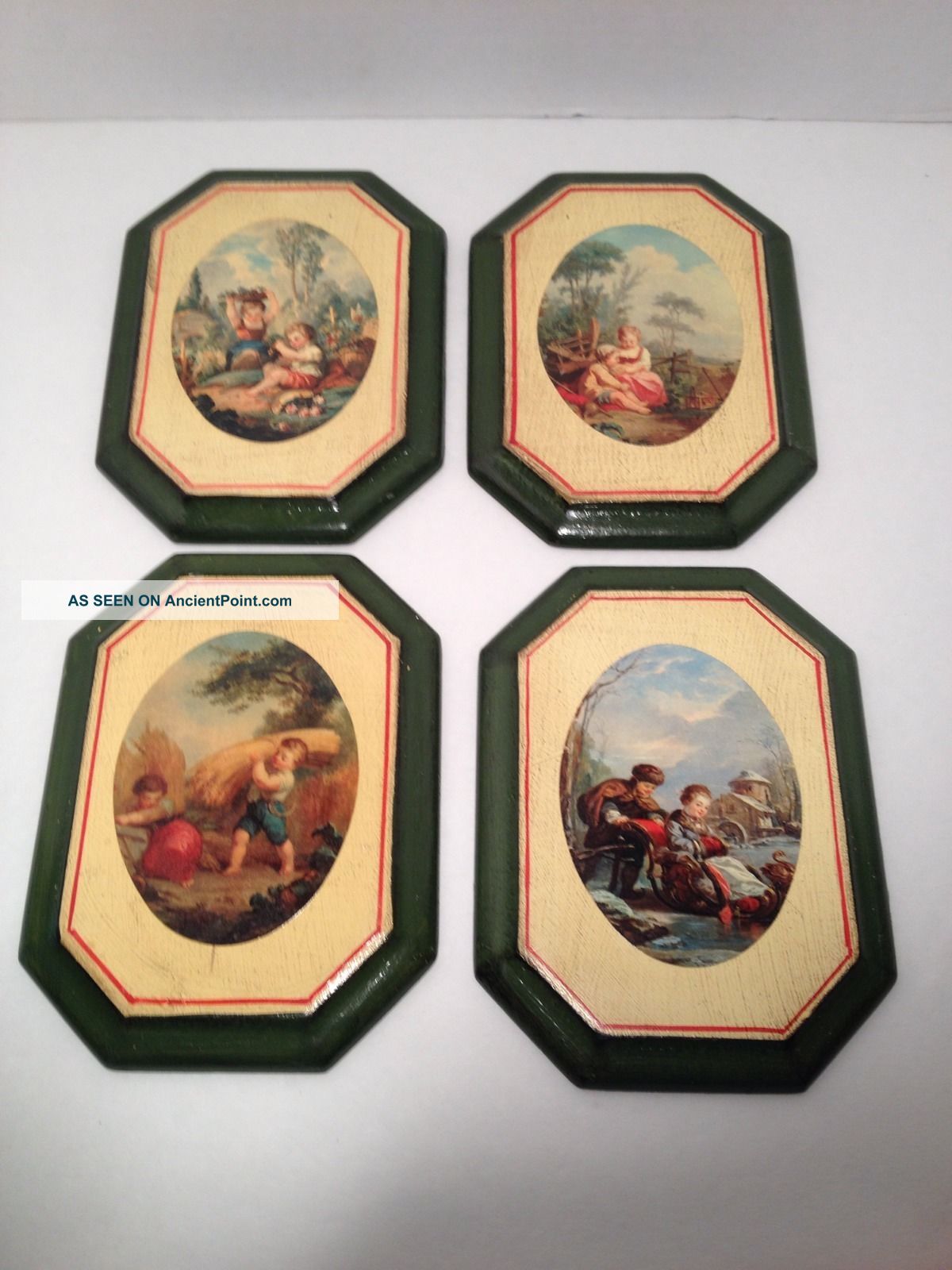 Vintage Florentia Wooden Wall Plaques Hand Made In Italy 1692 Four Seasons Other Antique Woodenware photo