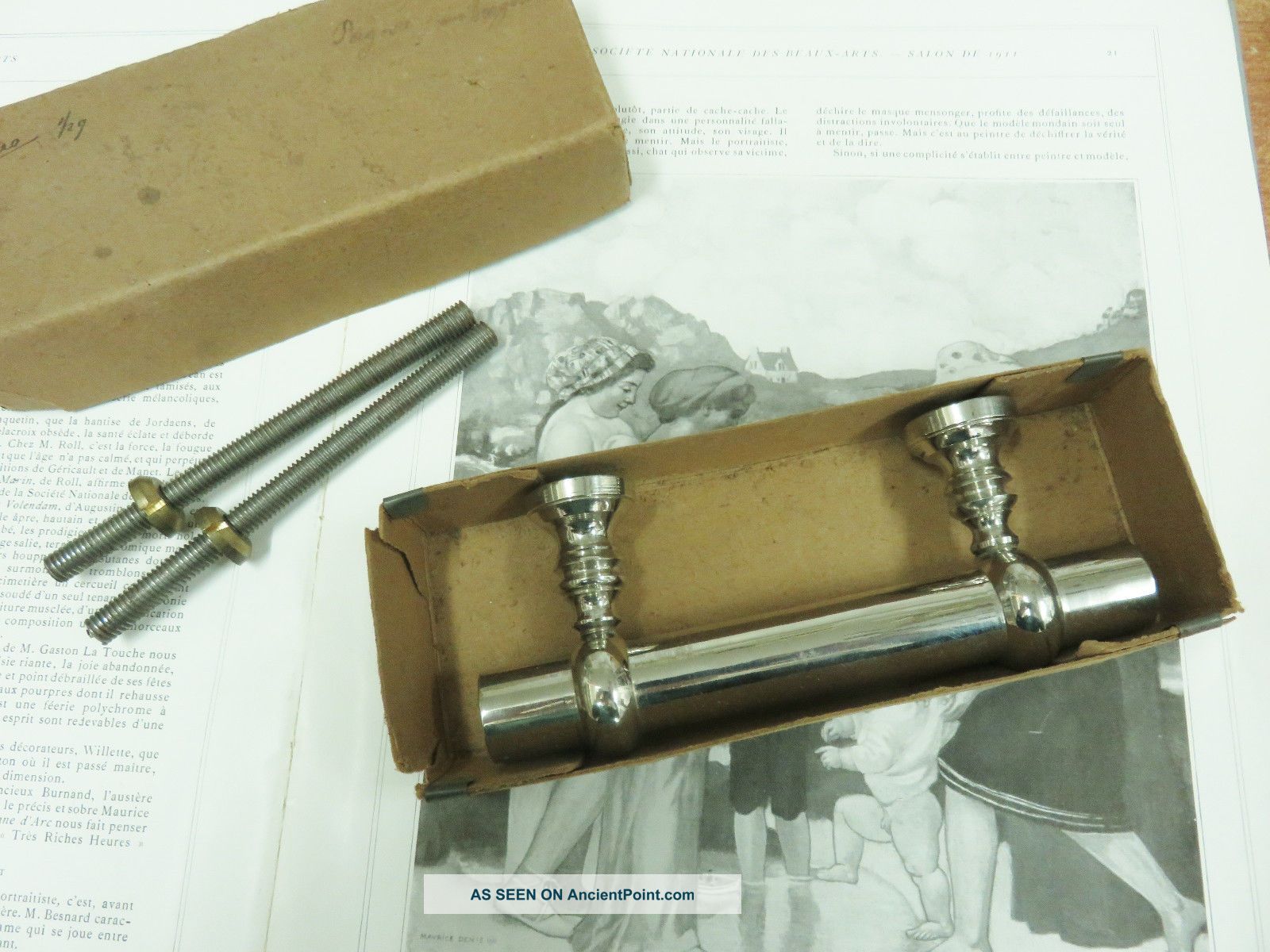 French Art Deco Chrome Handle Pull Poignee Circa 1940 Art Deco photo