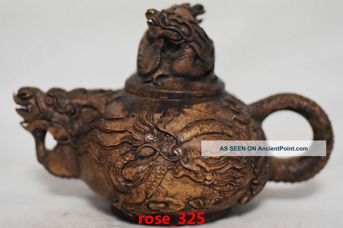Exquisite Chinese Old Rock Stone Hand Carved Dragons Teapot Teapots photo