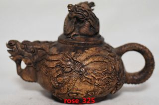 Exquisite Chinese Old Rock Stone Hand Carved Dragons Teapot photo