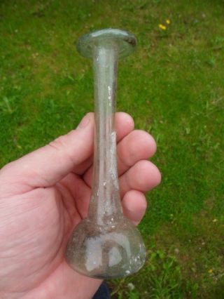 Ancient Roman Tall Candlestick Glass Unguentarium Flask Circa 2nd - 3rd Ad. photo