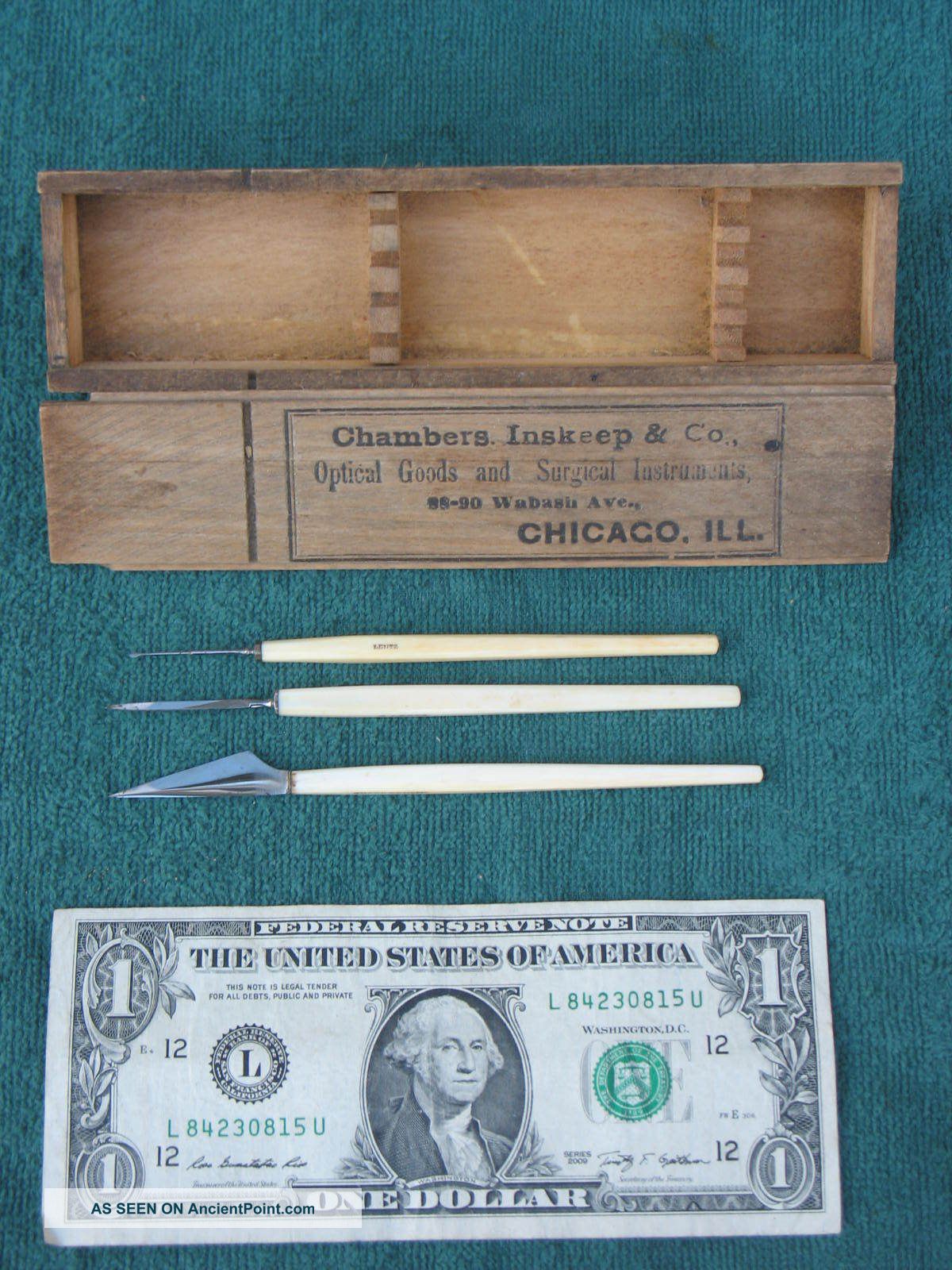 3 Antique Surgical Instruments Lentz Sharp&smith Medical Opthalmology Bone Surgical Tools photo