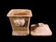 Han Dynasty Square Clay Pot Vase With Lid Tomb Burial Pottery H Far Eastern photo 2