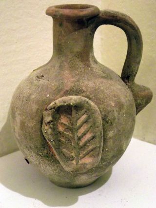 Biblical Ancient Coin Antique Jerusalem Jar Holy Land Roman Clay Pottery Jug photo