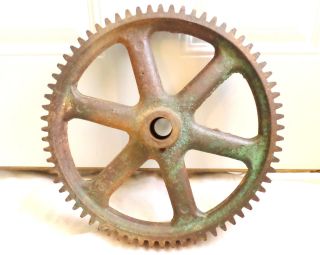 Antique Large Cast Iron Industrial Gear Wheel Cog Sprocket Rustic Steampunk Art photo