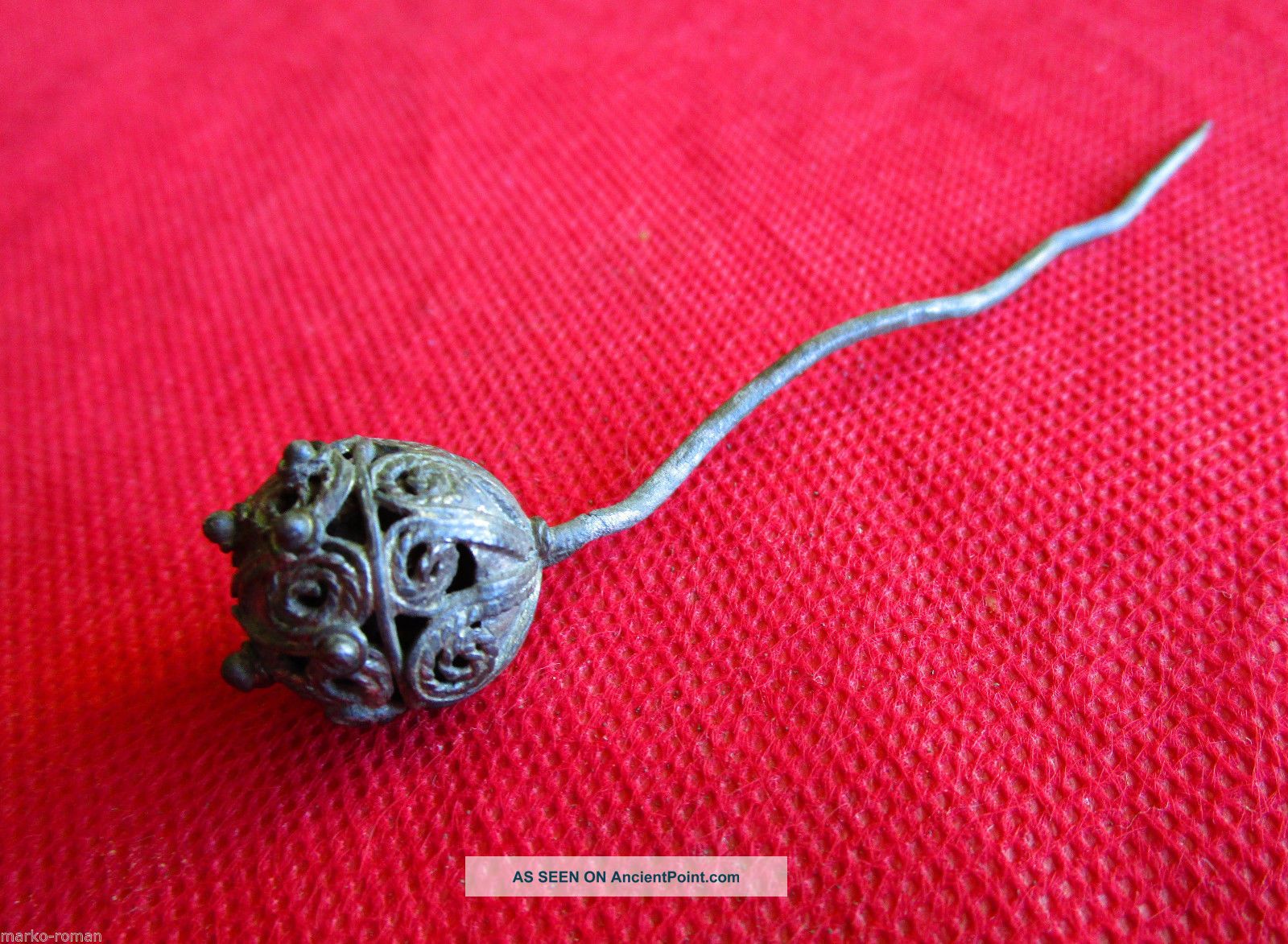 Ancient Roman - Byzantine Billon Silver Hair Pin Roman photo