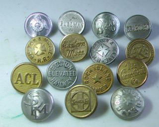 15 Mixed Vintage Railroad Railway Uniform Coat Buttons 23mm Some Conductor photo