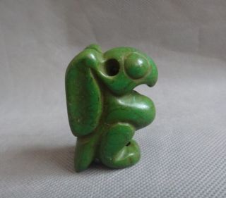 Old Chinese Neolithic Hongshan Turquoise Hand - Carved Statue Amulet photo