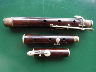 Antique Old French Wooden 6 Key Flute By Jerôme Thibouville - Lamy,  No Head photo