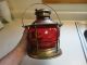 1950 ' S Vintage Brass Red Glass Figural 