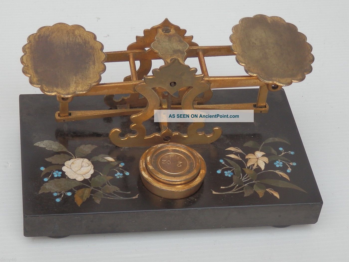 Luxurious Antique Postal Scale,  Gilt,  Pietra Dura,  19thc. Scales photo