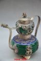 Chinese Copper Inlaid Jade Handmade Dragon Head Flagon Teapots photo 1