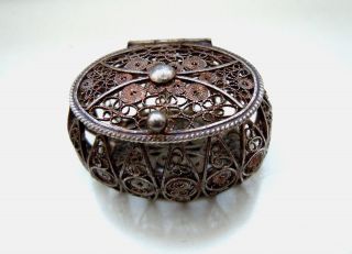 Imperial Russian Filigree Silver Pill Box 84 Silver Hallmark 19th Century photo