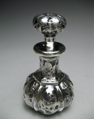 Exceptional Alvin Patented Jan.  5 86 Solid Silver Overlay Glass Perfume Bottle photo