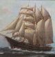 1936 Antique Artist Signed Clipper Ship Schooner Maritime Seascape Oil Painting Other Maritime Antiques photo 2