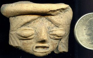 Pre - Columbian Early Colima Clay Figure Head,  Ca; 500 - 100 Bc photo