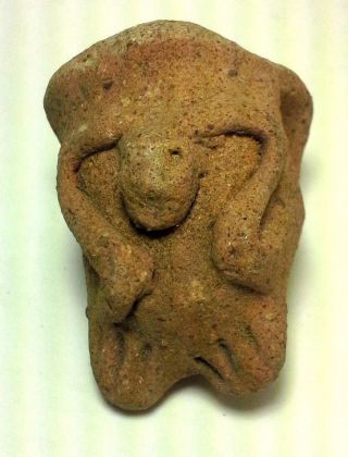 Authentic Pre - Columbian Artifact Ancient Mayan Terracotta Monkey Animal Pendant photo