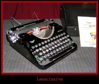 Fabulous Antique Glossy Black Klein Continental Typewriter From1939;.  76years Old photo