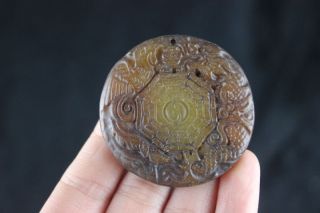 Chinese Natural Old Jade Carved Dragon Statue Pendant With 513 photo