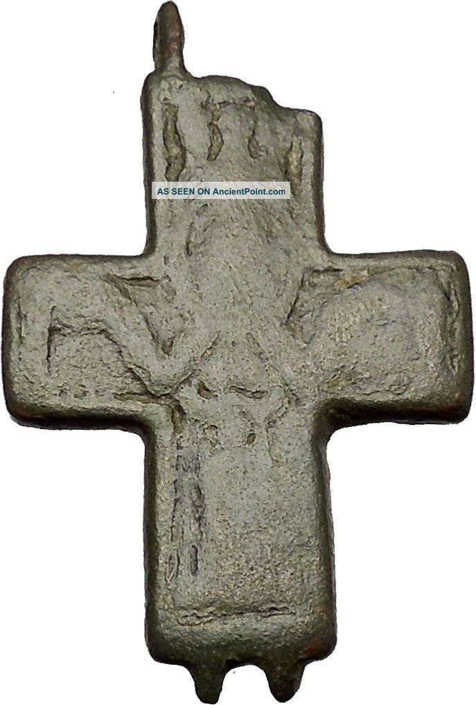 Bronze Ancient Christian Byzantine Cross Artifact Circa 1000 - 1100ad I51322 Byzantine photo