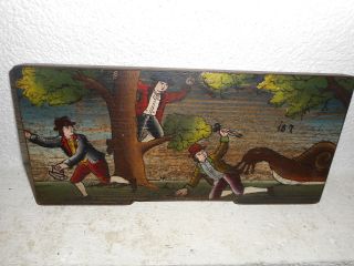 Very Old Oil Painting,  { Large Snail Chasing Men Away } Is Antique photo