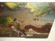 Very Old Oil Painting,  { Large Snail Chasing Men Away } Is Antique Other Antique Decorative Arts photo 2