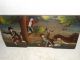 Very Old Oil Painting,  { Large Snail Chasing Men Away } Is Antique Other Antique Decorative Arts photo 5