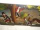 Very Old Oil Painting,  { Large Snail Chasing Men Away } Is Antique Other Antique Decorative Arts photo 6