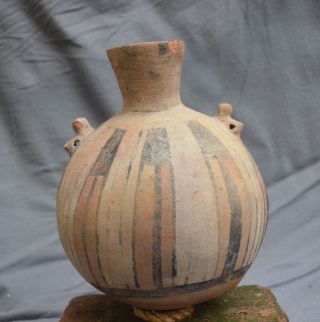 Interesting Pre Columbian Vessel With A Painted Decor,  Peru Chancay Culture photo